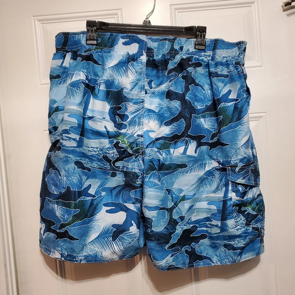 Newport Blue Island Brand Palm Trees Print Men's Swim Trunks size XXL